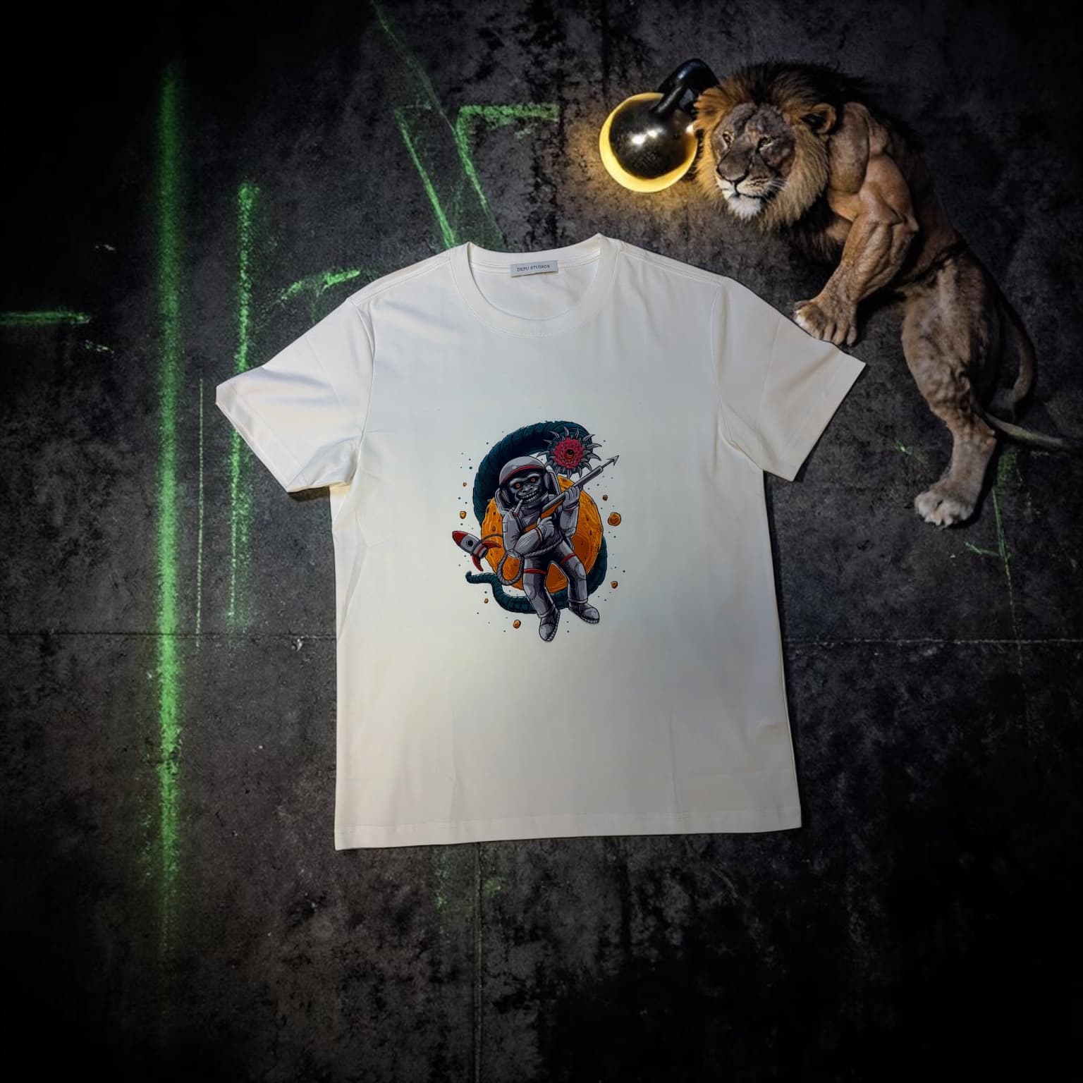 COSMIC REBEL — Space Monkey Tee (White Edition) customer fit 1