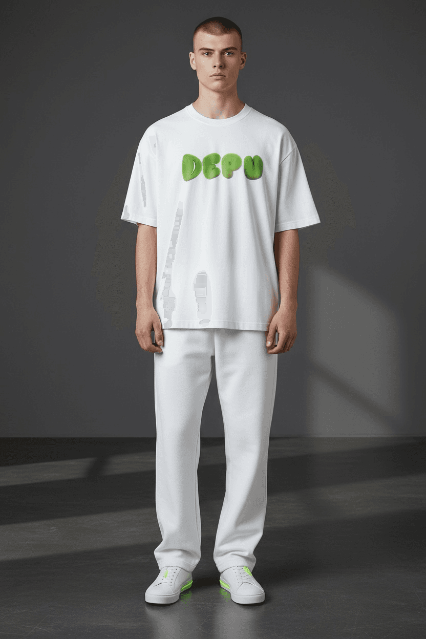 DEPÜ CORE — Neon Bubble Logo Tee (White Edition) - Image 2