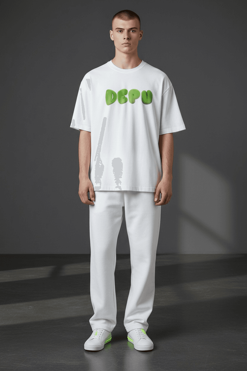 DEPÜ CORE — Neon Bubble Logo Tee (White Edition) - Image 2